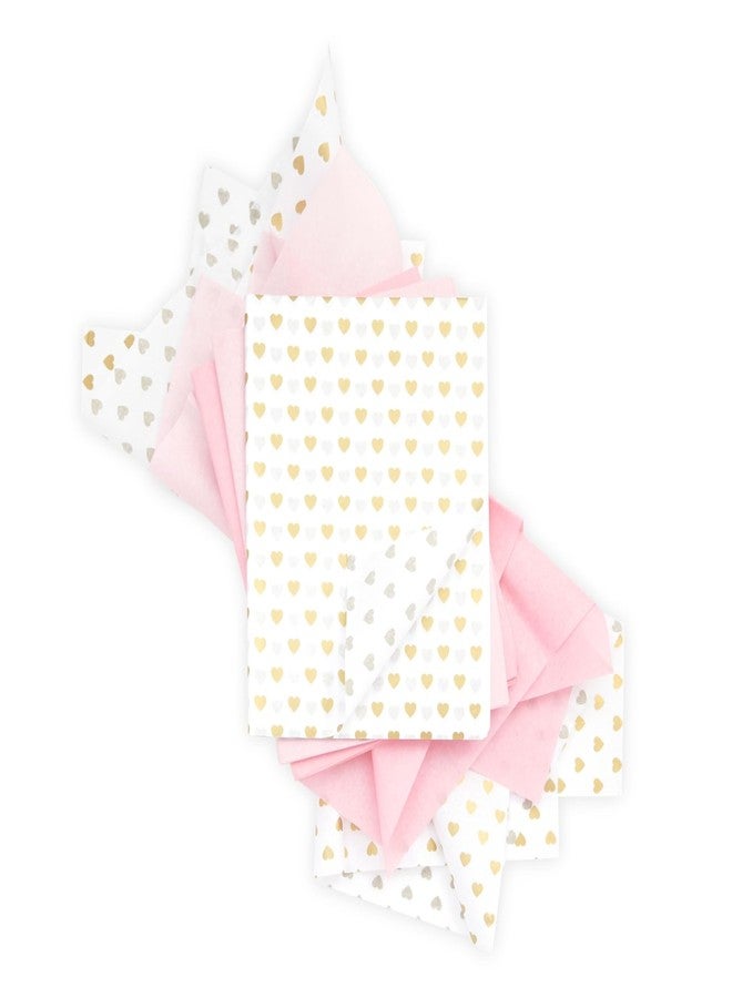Sparkle and Bash Gold Heart Design Tissue Paper - 26 x 20 in, Pink, White & Gold - 60 Sheets Bulk Tissue Paper for Gift Wrapping & Crafts - Image 5